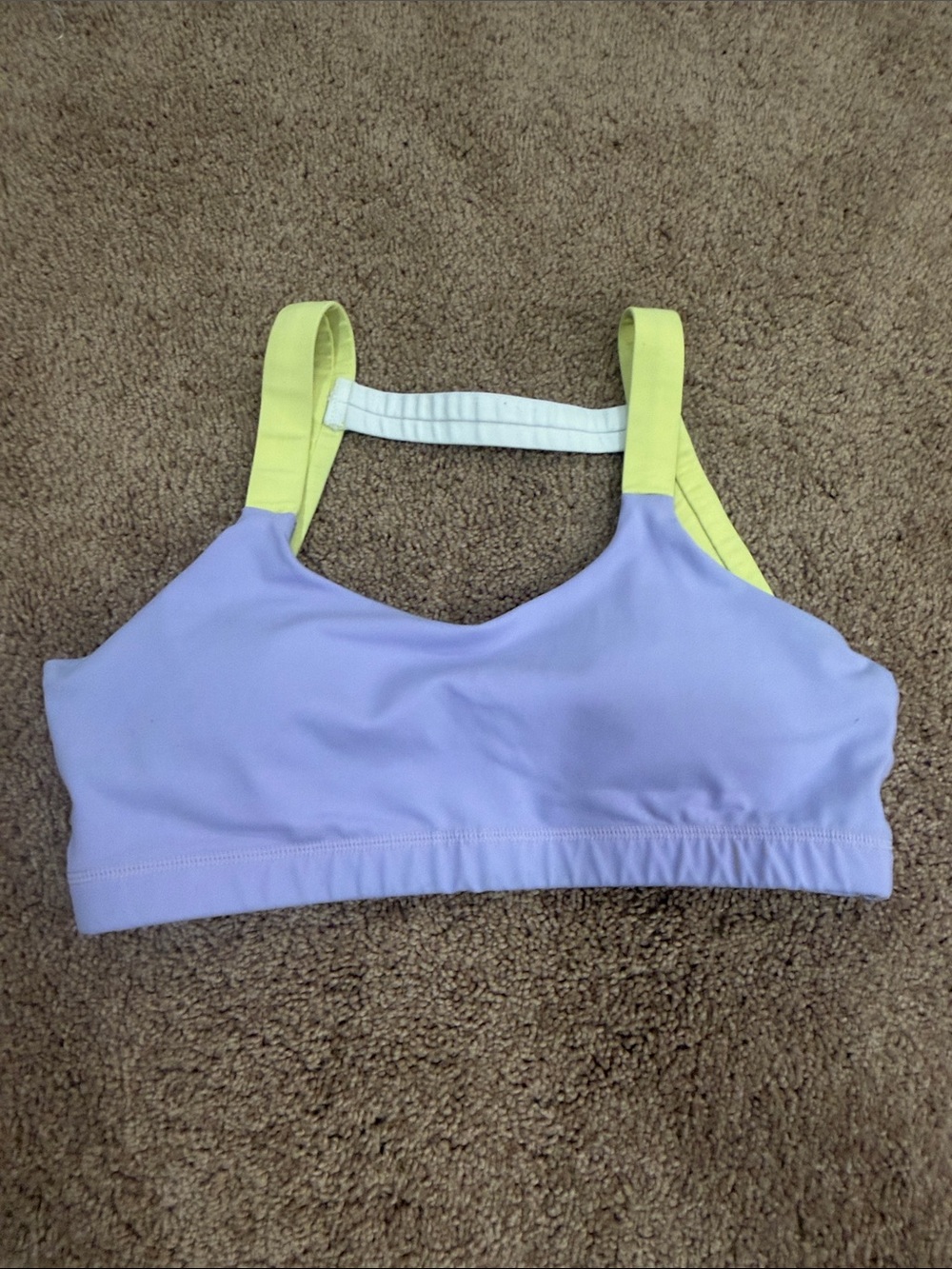Born Primitive Lilac Sports Bra with Neon Yellow Straps